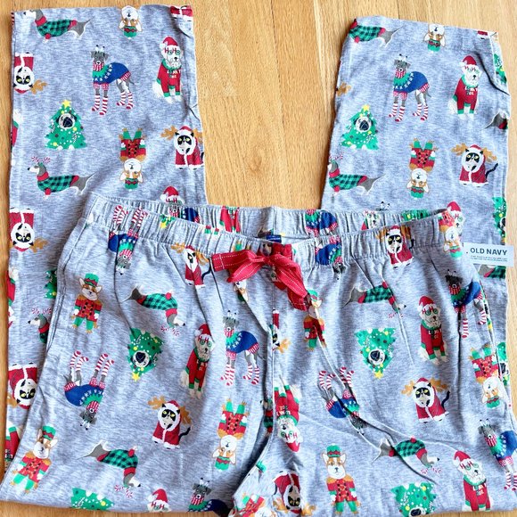 NWT XL womens dogs doodles lab cats corgi pajamas flanl pants christmas old navy - Picture 1 of 8